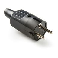 Famatel Földelt gumi dugvilla fekete 16A 250V