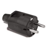 Famatel Földelt gumi dugvilla fekete, 16A-250V