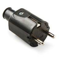 Famatel Földelt gumi dugvilla fekete, 16A-250V