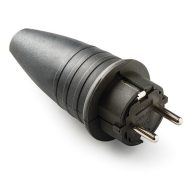 Famatel Földelt gumi dugvilla fekete, 16A-250V