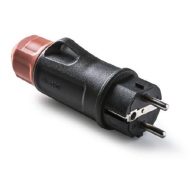   Famatel Földelt műanyag dugvilla fekete, tömszelencés, IP54