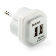 Famatel USB töltő dupla fehér 2A 250V