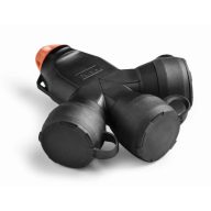   Famatel Hármas gumi csatlakozó, 16A-250V, fekete, gumi fedéllel