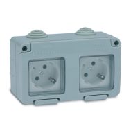   Famatel Falon kívüli 2db egyben háztartási dugalj, 16A-250V, IP55