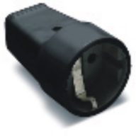 Famatel Földelt lengődugalj /műanyag/ 16A-250V, fekete