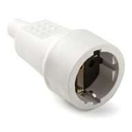 Famatel Földelt gumi lengődugalj, fehér, 16A-250V
