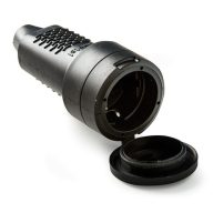 Famatel Földelt gumi lengődugalj csapfedéllel fekete