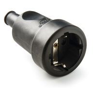 Famatel Földelt gumi lengődugalj fekete, 16A-250V