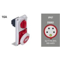   Famatel Függ. szerelt ipari alj kapcsolóval 3P+N+F 16A 380V IP67