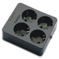   Famatel Földelt szerelhető elosztó négyes /négyzet/ fekete, 16A-250V