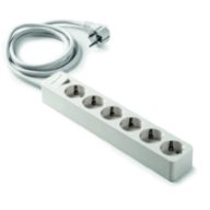   Famatel Földelt 6-os elosztó /hosszanti/ 1.5m vez, kapcsolós, fehér, 16A-250V