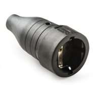 Famatel Földelt gumi lengődugalj, fekete, 16A-250V