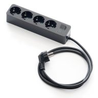   Famatel Földelt szerelt elosztó 1,5m-es vezetékkel négyes+kapcs fekete 16A-250V