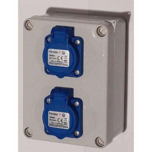 Famatel Szerelt doboz 1db 3072 + 2db házt. alj, 16A, IP44 függőleges