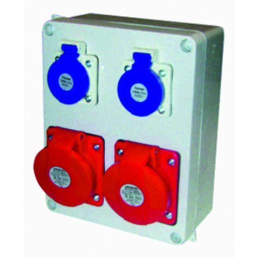 Famatel Szerelt ipari doboz 3074 + 2db házt. alj + 2db 4P 32A  IP44