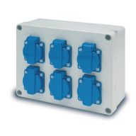 Famatel Szerelt ipari doboz 3074 + 6db házt. alj 16A, IP44