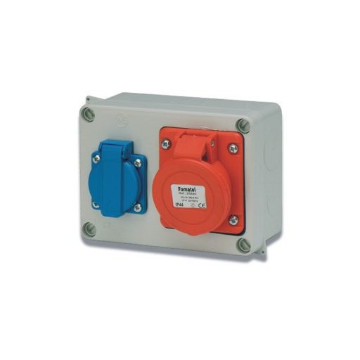 Famatel 3073 szerelő doboz 1db házt. alj + 1db 4P 32A ip. alj, IP44