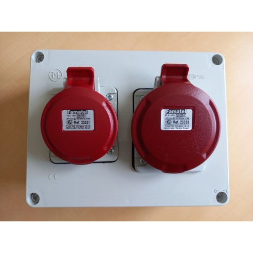 Famatel 3074 szerelő doboz 1db 5P 16A + 1db 5P 32A ip. alj, IP44