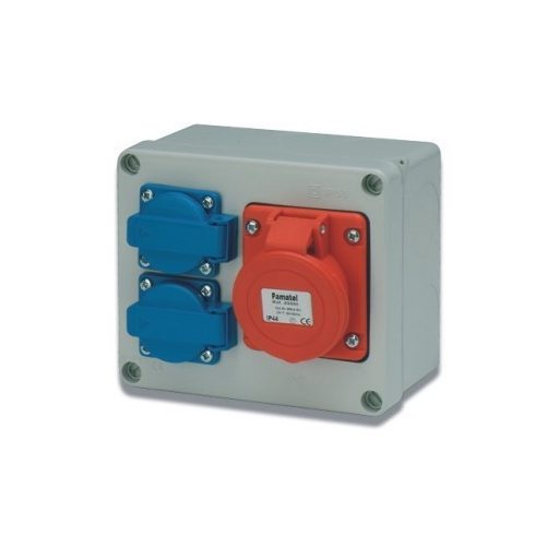 Famatel 3073 szerelő doboz 2db házt. alj + 1db 4P 16A ip. alj, IP44