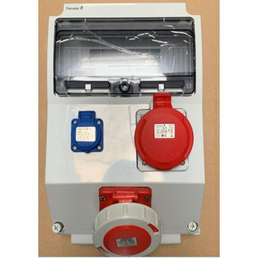 Famatel Szerelt 12 mod. ipari doboz 1db HT, 1db 5P 32A, 1db 5P 63A IP44