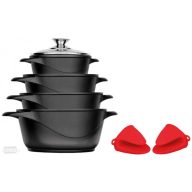   Smile Edényszett - 10 db-os, Fekete, Üvegfedő, ILAG Bevonat,  MPM