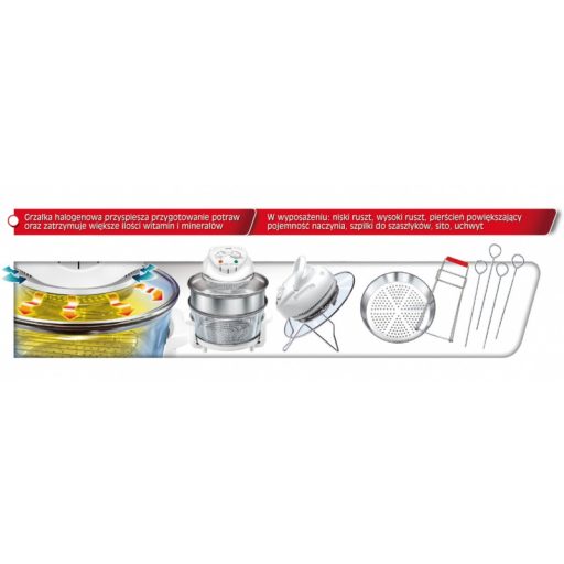 MPM Halogén sütő 1400W 16,5L zsíradék nélküli sütés