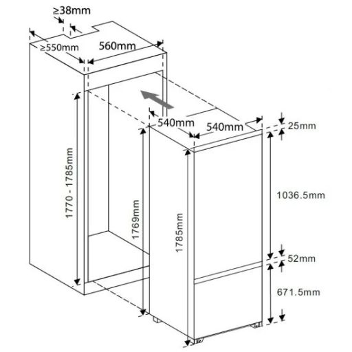 MPM Beépíthető Kombinált Hűtőszekrény - 256L, Fehér