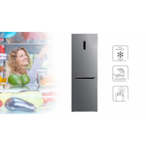 MPM Kombinált Hűtőszekrény - 357 L, Full No Frost,  Inox