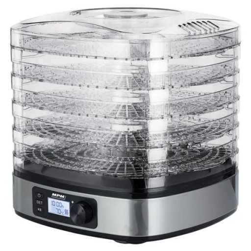MPM Aszalógép 380W 32x29cm LCD 5 tálca Rozsdamentes