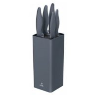   Smile Késkészlet 6 db-os, acél, műanyag szürke tartóval